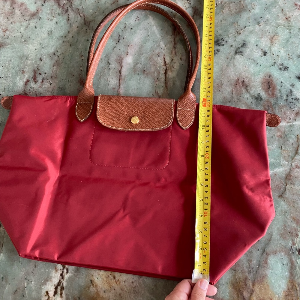 Longchamp La Pliage Original Large Tote red nylon with leather accents